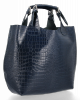Kožené kabelka shopper bag Vittoria Gotti tmavě modrá VG804